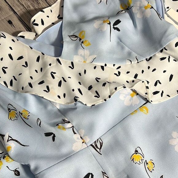 Cooper & Ella Women's Sleeveless Floral Ruffled Accent Blue Mini Dress Size S NW - Picture 5 of 13